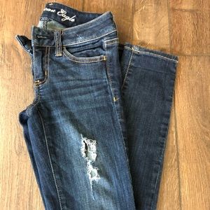 Dark Wash Destructed Skinny Jeans